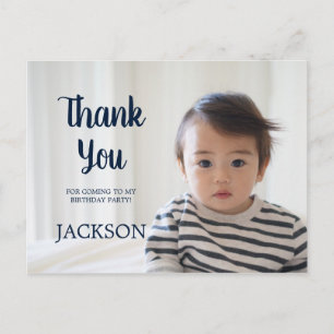 Navy blue Child's Birthday Thank You Postcard