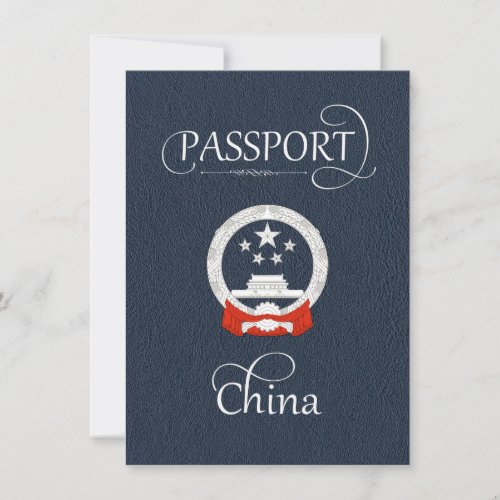 Navy Blue China Passport Save the Date Card
