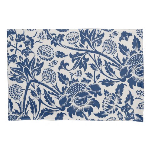 Navy Blue China Pattern Antique Floral Pillow Case