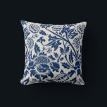 Navy Blue China Pattern Antique Floral Throw Pillow<br><div class="desc">Antique floral print in navy blue on white</div>