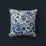 Navy Blue China Pattern Antique Floral Throw Pillow<br><div class="desc">Antique floral print in navy blue on white</div>