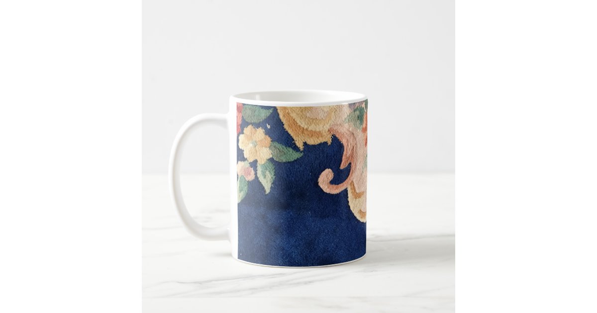 Navy Blue Chinese Rug Design Diagonal Coffee Mug Zazzle Com