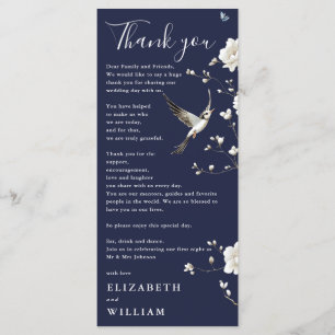 Navy Blue Chinoiserie Wedding Thank You Card
