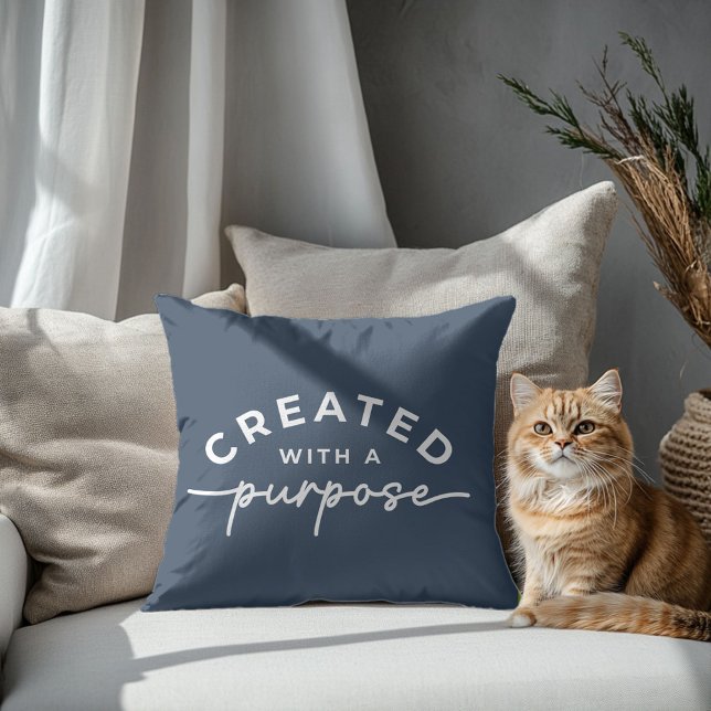 Navy Blue Christian quote Throw Pillow (Creator Uploaded)