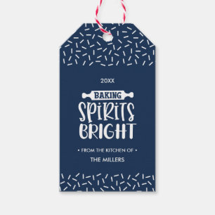 Navy Blue Christmas Baking Spirits Bright Gift Tags