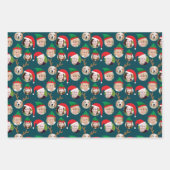 Navy Blue Christmas Crew Six Photo Custom Wrapping Paper Sheets (Front)