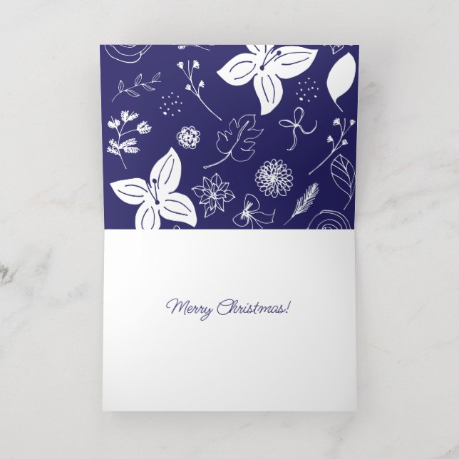Navy Blue Christmas Foil Greeting Card (Inside Laydown)