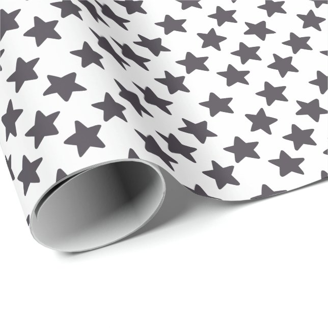 Navy Blue Christmas Holiday Star Gift Wrapping Paper (Roll Corner)