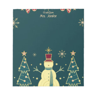 Navy-Blue Christmas Sketched Trees & Reindeer Note