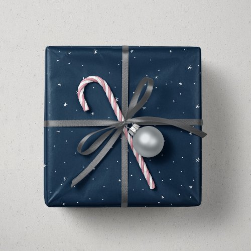 Navy blue Christmas stars fun holiday Wrapping Paper