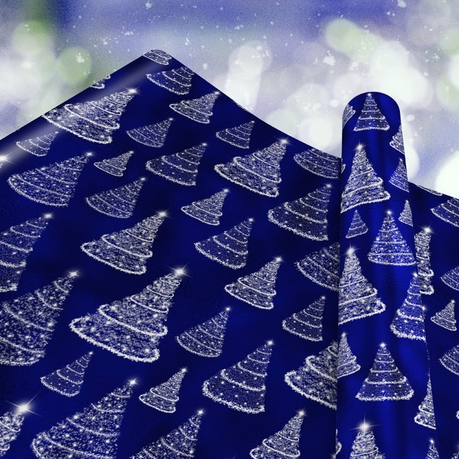 Navy Blue Christmas Tree Pattern Wrapping Paper (Creator Uploaded)