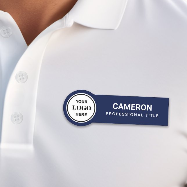 Navy Blue Circle Company Logo Name Tag (Creator Uploaded)