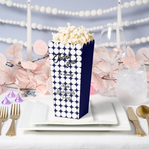 Navy Blue Circle Pattern Bachelorette Party Favor Boxes
