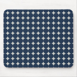 Navy Blue Circles and Silver Diamonds Pattern Gift Mouse Pad