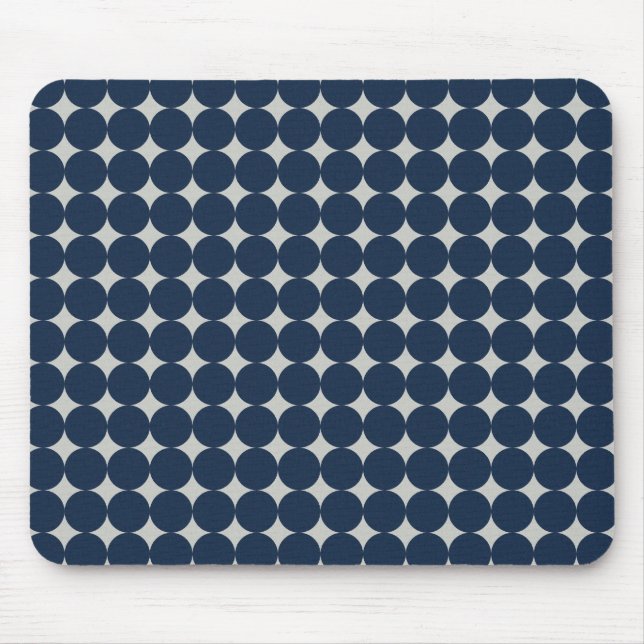 Navy Blue Circles and Silver Diamonds Pattern Gift Mouse Pad (Front)