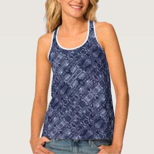 Navy Blue City Abstract Tank Top
