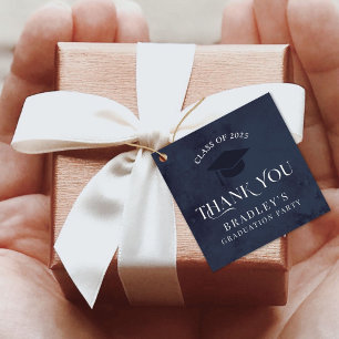 Navy Blue Class of 2025 Modern Graduation Party Favor Tags