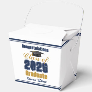 Navy Blue Class of 2026 Graduation Party Fortune Favor Boxes