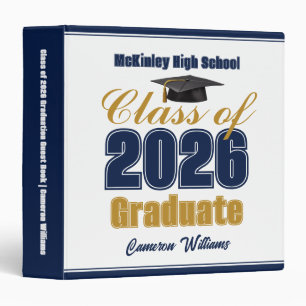 Navy Blue Class of 2026 Graduation Photo Album 3 Ring Binder