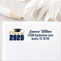 Navy Blue Class of 2026 Graduation Return Address