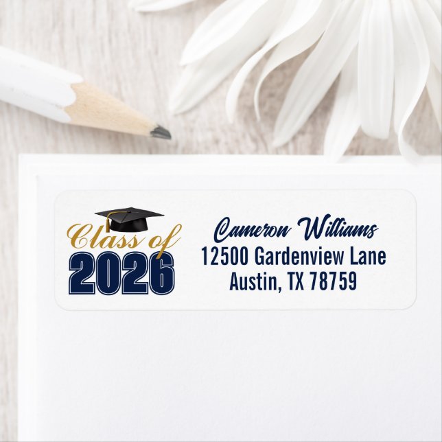 Navy Blue Class of 2026 Graduation Return Address Label (Insitu)