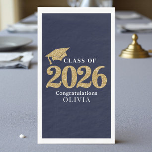 Navy Blue Class Of 2026 Paper Guest Towels