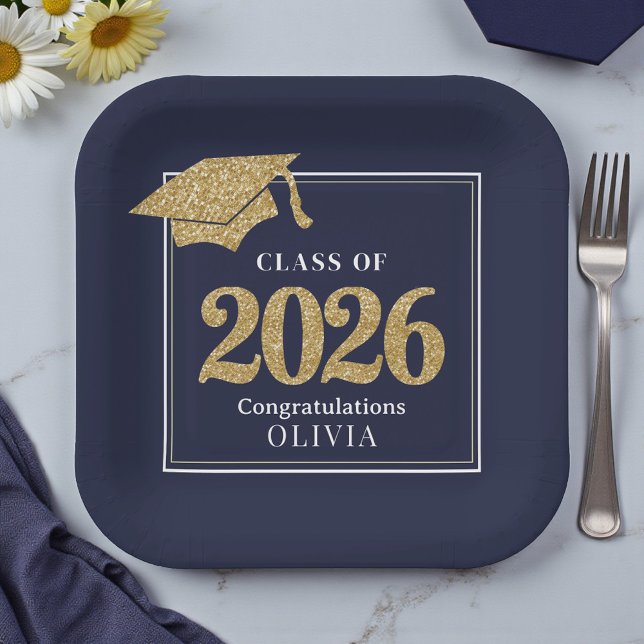 Navy Blue Class Of 2026 Paper Plates (Creator Uploaded)