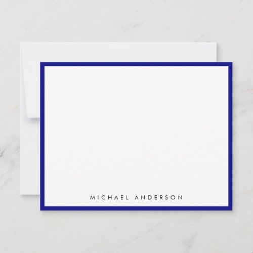 Navy Blue Classic Border Correspondence Note Card