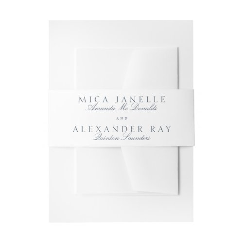 Navy Blue Classic Calligraphy Formal Wedding Invitation Belly Band