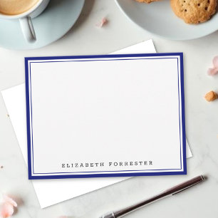 Navy Blue Classic Double Border Correspondence Note Card