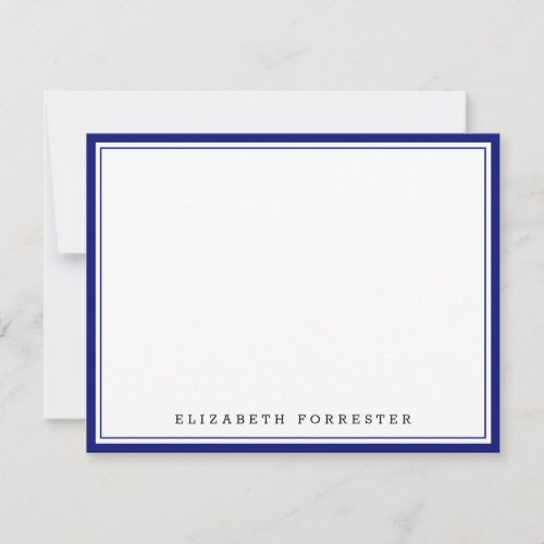 Navy Blue Classic Double Border Correspondence Note Card