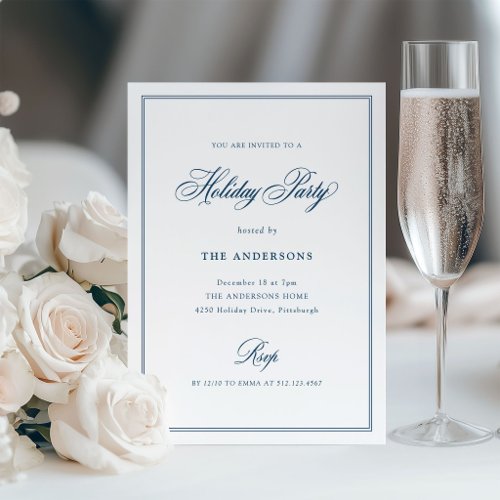 Navy Blue Classic Elegance | Holiday Party Invitation
