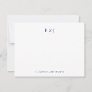 Navy Blue Classic Elegant Couple Initials Note Card