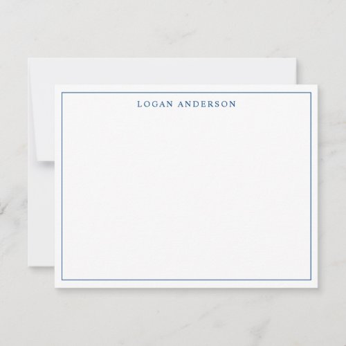 Navy Blue Classic Formal Elegant Chic Thin Border Note Card