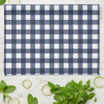 Navy Blue Classic Gingham Check Plaid Kitchen Towel<br><div class="desc">Modern summer trend,  picnic gingham plaid tartan pattern in navy blue and white colors.</div>