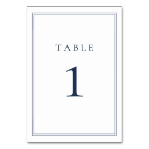 Navy Blue Classic Minimalist Wedding Table Number