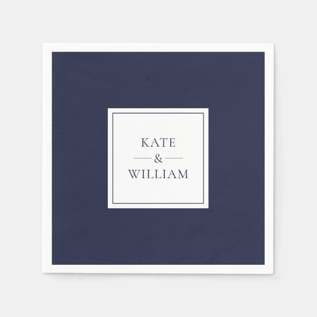 Navy Blue Classic Modern Wedding Napkins (Front)