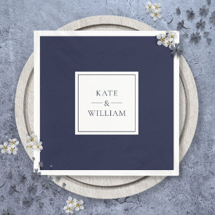 Navy Blue Classic Modern Wedding Napkins