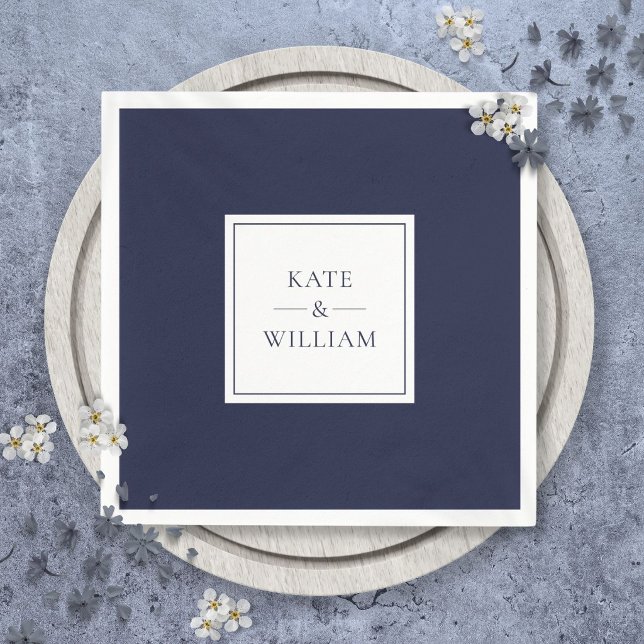 Navy Blue Classic Modern Wedding Napkins (Navy Blue Classic Modern Wedding Napkins)