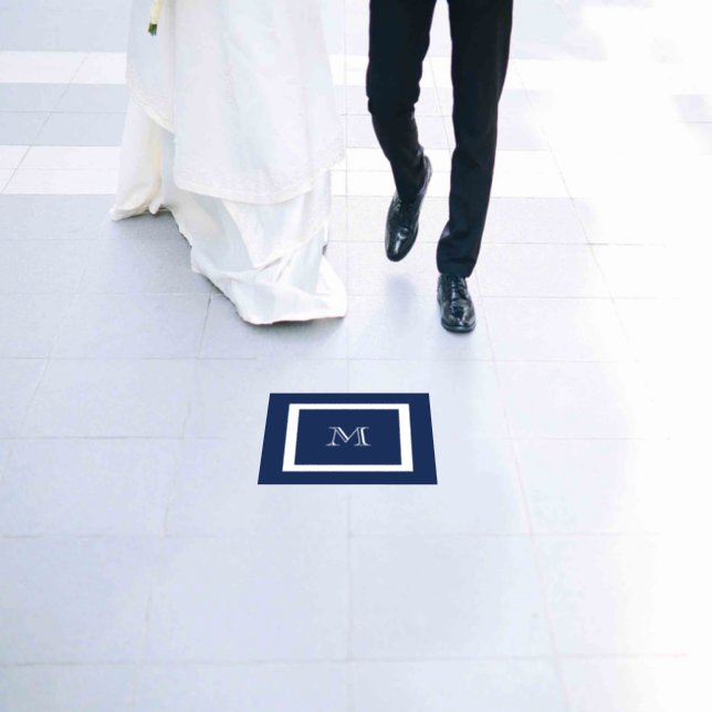 Navy Blue Classic Monogram Wedding Floor Decals (Wedding)