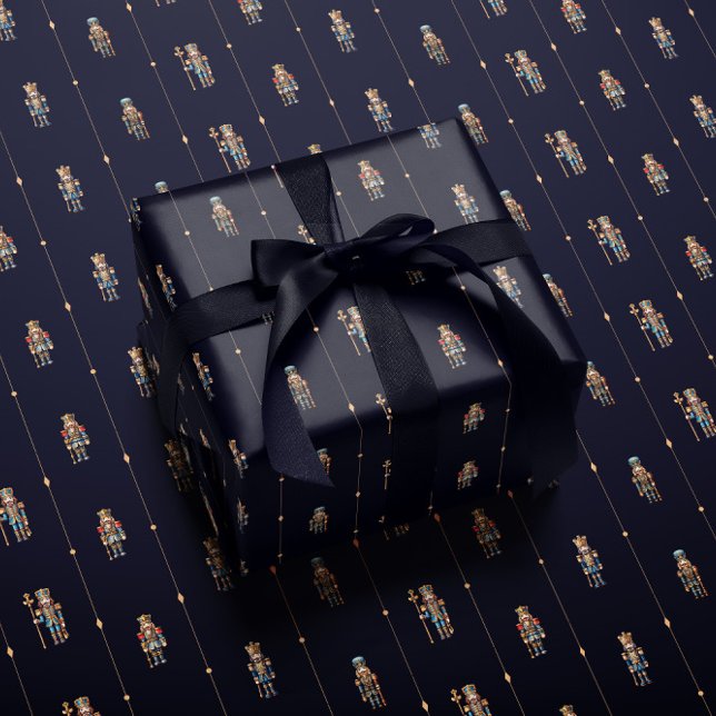Navy blue classic nutcracker wrapping paper (Creator Uploaded)