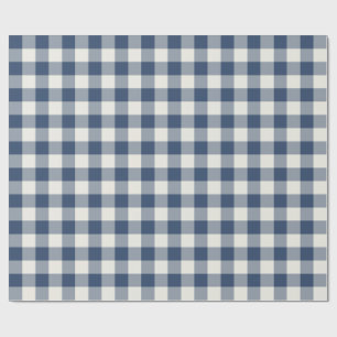 Navy Blue Classic Picnic Gingham Check Wrapping Paper