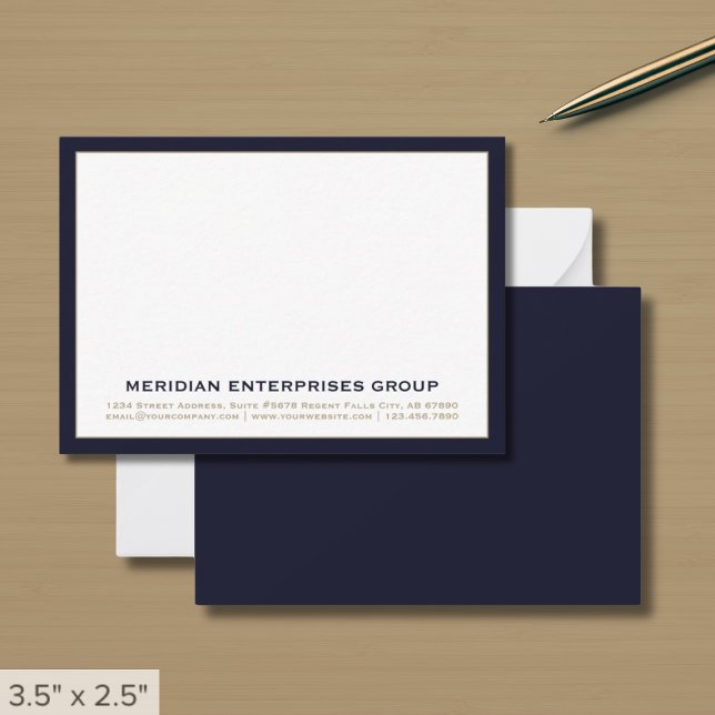 Navy Blue Classic Typographic Note Card (Creator Uploaded)