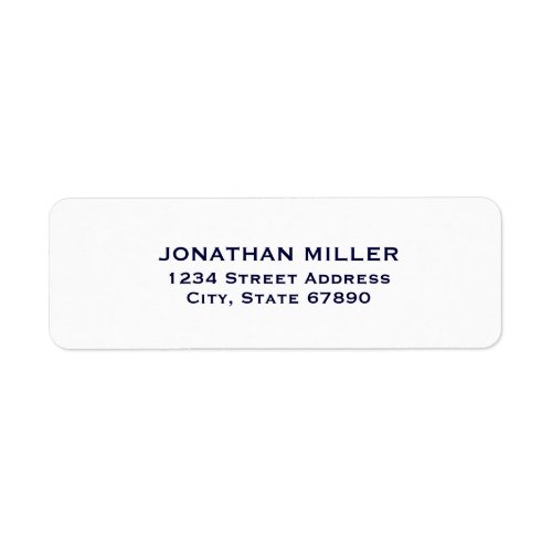 Navy Blue Classic Typography White Return Address Label