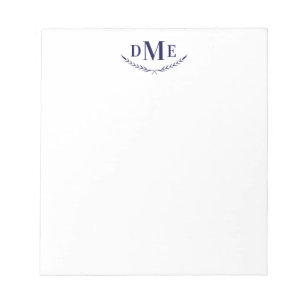 Navy Blue Classic Wheat 3 Initial Monogram Notepad