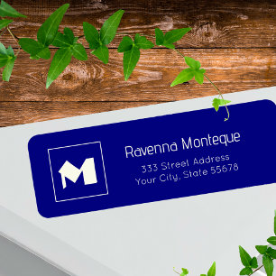 Navy Blue Classy Personalized Monogram Letter Name Label