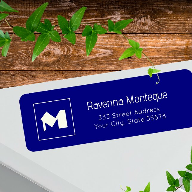 Navy Blue Classy Personalized Monogram Letter Name Label (Creator Uploaded)