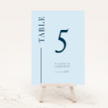 Navy Blue Clean Line Wedding Table Number