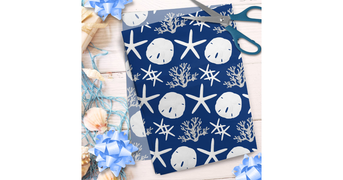 Nautical Pattern Tissue Paper, Navy Costal Pattern Gift Wrapping