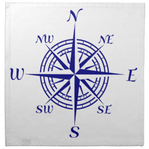 Navy Blue Coastal Compass Rose Cloth Napkin